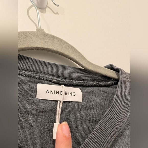 Anine Bing Charcoal Los Angeles Crewneck Ramona Sweatshirt Washed Black Size XS - Picture 4 of 6